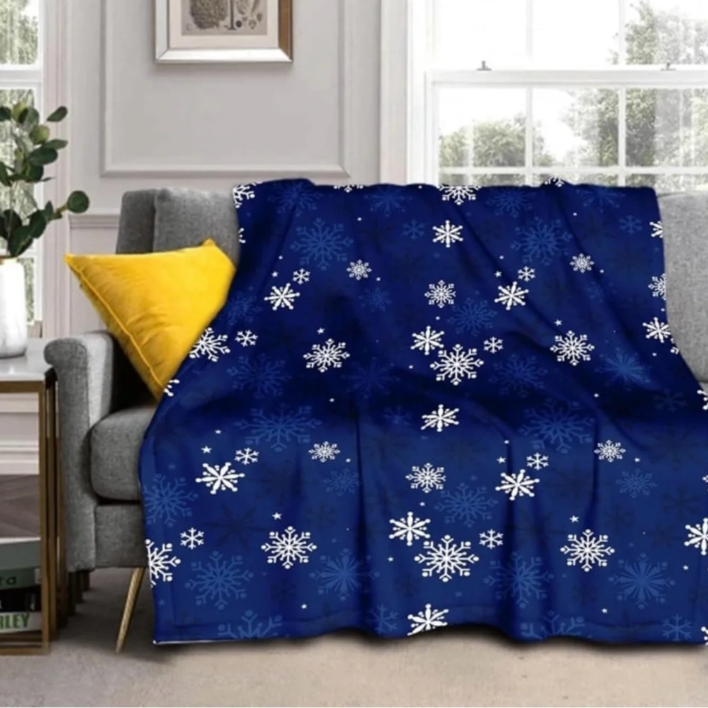 Snowflake Pattern Blue Throw Blanket